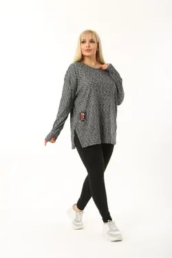 بلوز بافتنی پارچه یقه گرد مدل سایز بزرگ زنانه برند Maxi İdol کد 1650806587