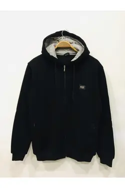 بافتنی نرم پلار کلاهدار کلفت داخل سایز بزرگ زیپدار مشکی برند BLUES MODA کد 1650950832