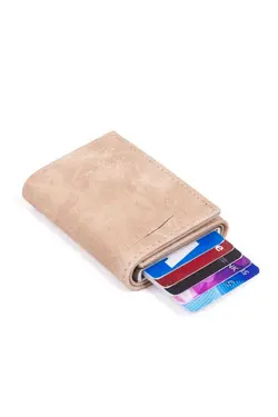 کیف پول اتوماتیک بژ جا کارتی چرم برند Newish کد 1650922566