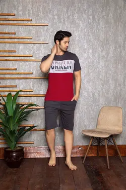 ست شلوارک آستین کوتاه طرح‎دار قرمز مردانه برند collective کد 1650906909