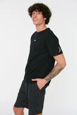 لباس راحتی بافتنی متناسب چاپی moon مردانه مشکی برند TRENDYOL MAN کد 1650906786