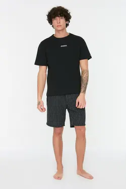 لباس راحتی بافتنی متناسب چاپی moon مردانه مشکی برند TRENDYOL MAN کد 1650906786