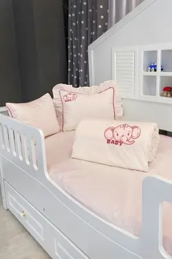ست کاور سرویس خواب کودک قلاب دوزی شده فیل طراحی ویژه برند Miabella Home کد 1650880470