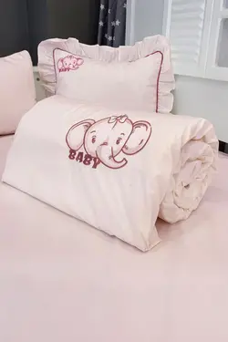 ست کاور سرویس خواب کودک قلاب دوزی شده فیل طراحی ویژه برند Miabella Home کد 1650880470