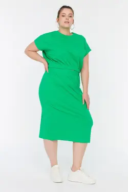 ست لباس بافتنی یقه گرد سبز برند Trendyol Curve کد 1651051688