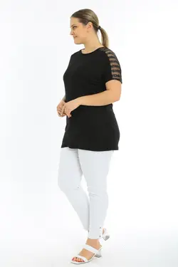 بلوز سایز بزرگ پولک دوز شفاف مشکی زنانه برند EGZ BUTİK کد 1651051088