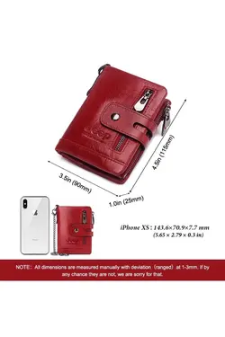 کیف پول زنجیردار سکه جعبه‎دار ویژه قرمز جا کارتی چرم اصل برند Jeep کد 1651231513