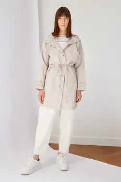 کت کلاهدار پوشیده سنگی برند TRENDYOL MODEST کد 1651212547