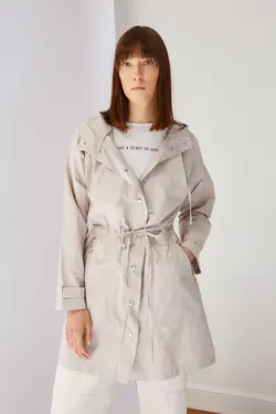 کت کلاهدار پوشیده سنگی برند TRENDYOL MODEST کد 1651212547