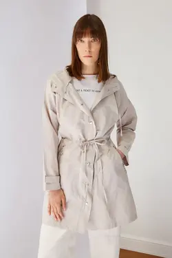 کت کلاهدار پوشیده سنگی برند TRENDYOL MODEST کد 1651212547