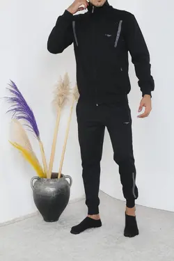 ست لباس راحتی زیپدار مشکی مردانه برند 3MODA کد 1651189026