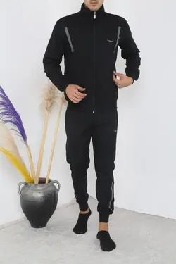 ست لباس راحتی زیپدار مشکی مردانه برند 3MODA کد 1651189026