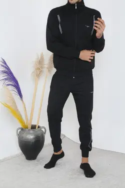 ست لباس راحتی زیپدار مشکی مردانه برند 3MODA کد 1651189026