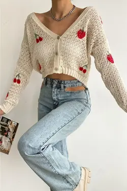 بافتنی طرح‎دار شیری زنانه برند gozdefashion کد 1651357627