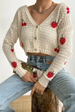 بافتنی طرح‎دار شیری زنانه برند gozdefashion کد 1651357627
