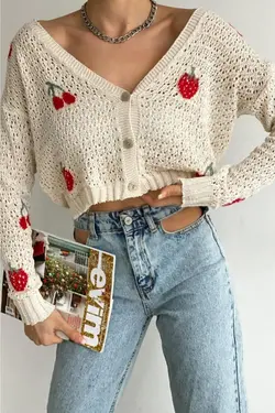بافتنی طرح‎دار شیری زنانه برند gozdefashion کد 1651357627