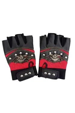 دستکش انگشت نصفه قرمز چرم مردانه برند İşnar Moda کد 1651335667
