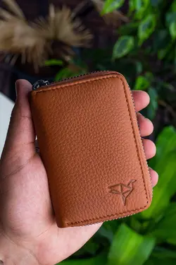 زیپ دار شتری جا کارتی قفل چرم اصل برند Garbalia کد 1651323872