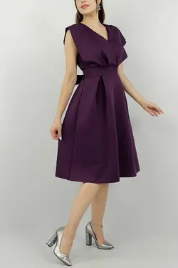 پیراهن مجلسی نامزدی شب قد متوسط پیله دار کمربند‎دار بنفش برند Secret Passion Lingerie کد 1651487068