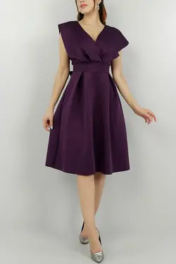 پیراهن مجلسی نامزدی شب قد متوسط پیله دار کمربند‎دار بنفش برند Secret Passion Lingerie کد 1651487068