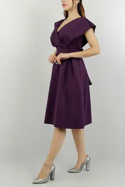 پیراهن مجلسی نامزدی شب قد متوسط پیله دار کمربند‎دار بنفش برند Secret Passion Lingerie کد 1651487068