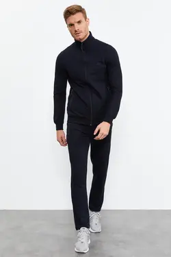 ست لباس راحتی پاچه قلاب دوزی شده سرمه ای مردانه کلاسیک برند Tommy Life کد 1651461787