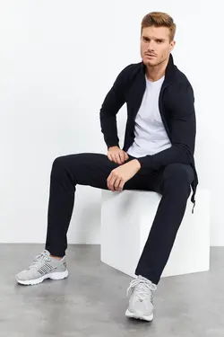 ست لباس راحتی پاچه قلاب دوزی شده سرمه ای مردانه کلاسیک برند Tommy Life کد 1651461787