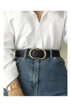 کمربند زنانه سگک دار طلایی مشکی برند BellaVino کد 1651419246