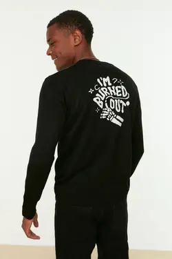 بافتنی متناسب طرح‎دار طرح مردانه مشکی برند TRENDYOL MAN کد 1651372626