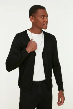 بافتنی متناسب طرح‎دار طرح مردانه مشکی برند TRENDYOL MAN کد 1651372626