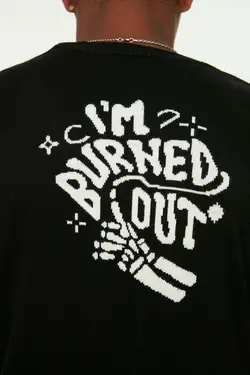 بافتنی متناسب طرح‎دار طرح مردانه مشکی برند TRENDYOL MAN کد 1651372626