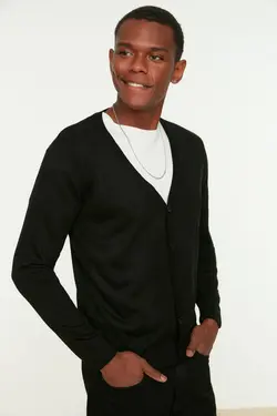 بافتنی متناسب طرح‎دار طرح مردانه مشکی برند TRENDYOL MAN کد 1651372626