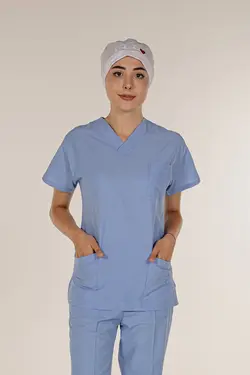 لباس فرم پرستار بالا آبی روشن برند Mert Giyim کد 1651374847