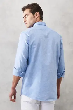 پیراهن دکمه‎دار برش راحت کتان یقه روزمره برند Altınyıldız Classics کد 1651372266