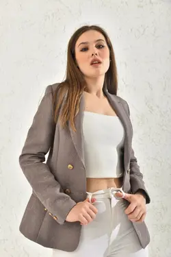 کت دکمه‎دار قهوه ای سموری چهار برند Mangosteen کد 1651622828