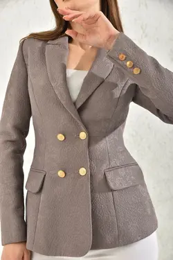 کت دکمه‎دار قهوه ای سموری چهار برند Mangosteen کد 1651622828