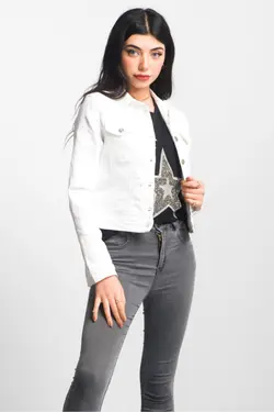 کاپشن جین استرچ قدرت سفید زنانه برند Bold &amp; Young کد 1651623314
