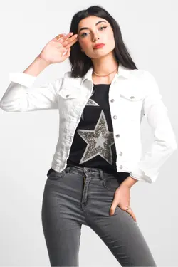 کاپشن جین استرچ قدرت سفید زنانه برند Bold &amp; Young کد 1651623314