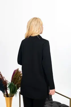 کت بافتنی متناسب سایز بزرگ طرح‎دار دوخته شده مشکی برند Tütsü Triko کد 1651622168