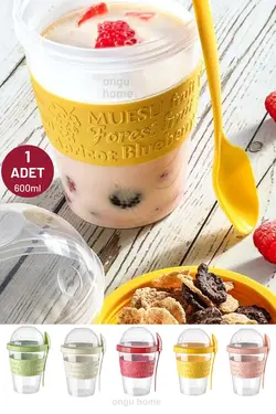 ظرف نگهداری لیوان پراتیک ماست درب‎دار قابل حمل قاشق دار برند ongu home کد 1651603448