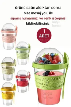 ظرف نگهداری لیوان پراتیک ماست درب‎دار قابل حمل قاشق دار برند ongu home کد 1651603448