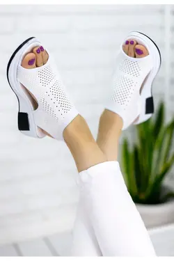 صندل بافتنی فولادی طرحدار سفید زنانه برند otuzbesshoes کد 1651576057