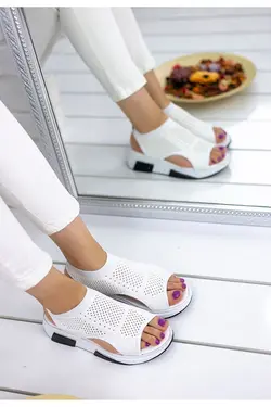 صندل بافتنی فولادی طرحدار سفید زنانه برند otuzbesshoes کد 1651576057
