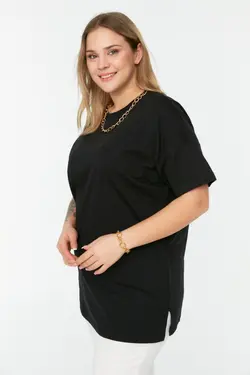 تیشرت اکسسوار دار بافتنی مشکی برند Trendyol Curve کد 1651512367