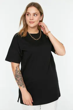 تیشرت اکسسوار دار بافتنی مشکی برند Trendyol Curve کد 1651512367