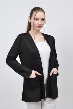 بافتنی جیب دار ابریشم مصنوعی یقه سایز بزرگ طرح‎دار تابستانی سنگی برند TUSSE کد 1651706707