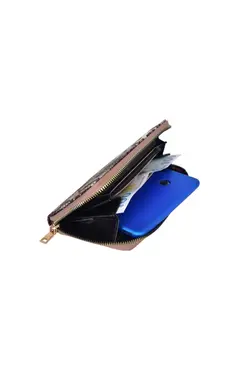 کیف پول طرح‎دار پوست ماری زنانه قهوه‎ای زیپدار برند BARSE COLLECTİON کد 1651675687