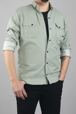پیراهن جین اسلیم فیت سبز پسته ای مردانه برند YXC Trend Maker کد 1651954149
