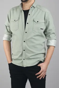 پیراهن جین اسلیم فیت سبز پسته ای مردانه برند YXC Trend Maker کد 1651954149