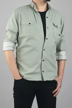 پیراهن جین اسلیم فیت سبز پسته ای مردانه برند YXC Trend Maker کد 1651954149